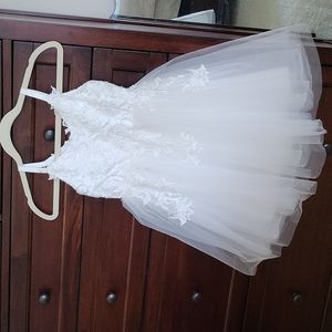 Spaghetti Straps Knee Length Lace Flower Girl First Com